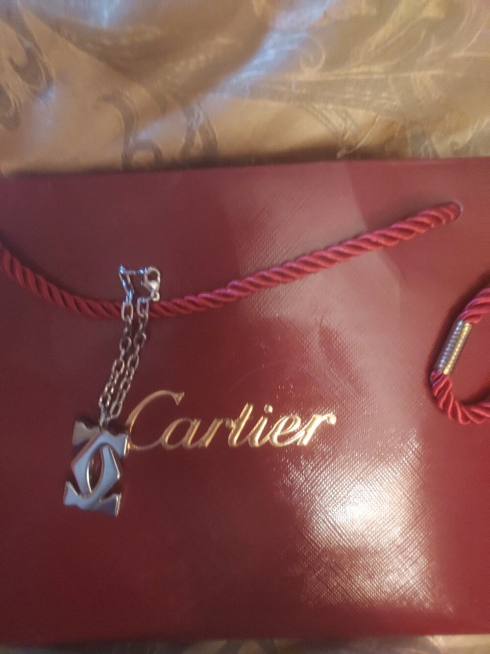 CARTIER CHAIN BAG CHARM KEY CHAIN SILVER METAL